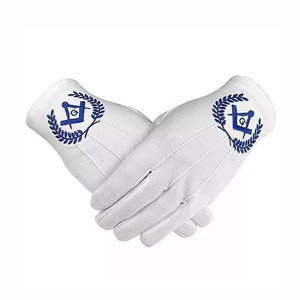Gants blancs maçonniques en coton Offre Spéciale Gants maçonniques réutilisables au meilleur prix avec design et logo personnalisés - Product Image 1
