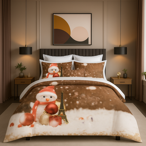 Parure de lit double moderne à imprimé numérique de Noël, en coton Ranforce, 200x220, pour usage domestique - Product Image 2