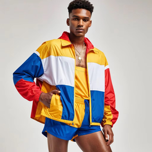 Ensemble coupe-vent pour homme en polyester et nylon, veste zippée et short, deux pièces - Product Image 6