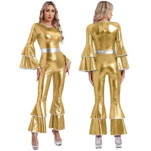 Costume de soirée pour femme en satin brillant, tenue métallique pour femme - Product Image 1