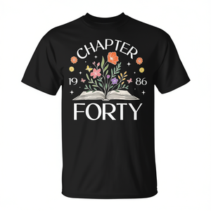T-shirt promozionale 1986 Chapter Forty Wildflower Book per il 40° compleanno, per chi ha 40 anni - Product Image 2