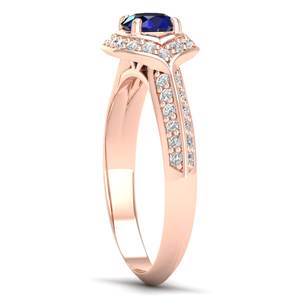 Anillos de Zafiro Azul de Corte Redondo de 0.5 Quilates REYES para Mujer, Certificado GRA, Oro Sólido de 14K y 18K, Joyería Fina de Moissanita - Product Image 3