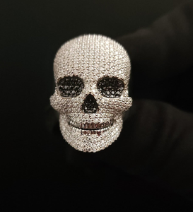 Hip Hop Ice Out VVS Lab crecido 10K 14K 18K oro completo diamante cara redonda anillo de calavera lujo joyería personalizada anillo de hombre de moda - Product Image 1