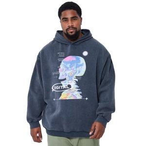 Sudadera con capucha de algodón 100% para hombre, sudadera Vintage con hombros caídos de gran tamaño 350 Gsm, sudadera de invierno pesada de lana con serigrafía - Product Image 1