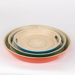 Plateau de service rond en bambou tissé à la main, design minimaliste, léger, écologique, pour la décoration de la maison, présentoir de table - Product Image 6