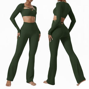 Conjunto de Ropa Deportiva para Mujer de 3 Piezas, Fabricación Profesional, Secado Rápido y Transpirable, Conjunto de Yoga sin Costuras con Patrón Sólido, 2026 - Product Image 4