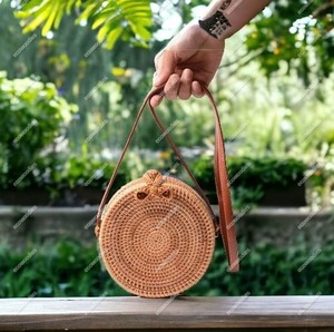 Hobo Mini Tote New Deign Round Straw Beach Vintage Handmade Portable Bags for Girls Natural Handmade Bags - Product Image 5
