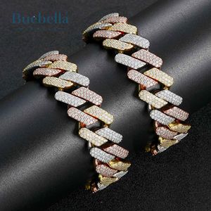 18K Gold Plated 20mm Handset Tricolor Cuban Style 925 <b>Sterling</b> <b>Silver</b> Brilliant Cut Moissanite Chain Link <b>Men</b> Hip Hop <b>Bracelet</b> - Product Image 5
