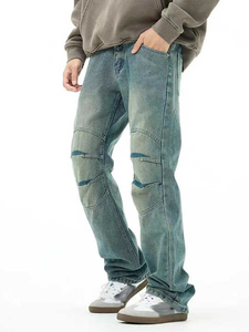 Jeans en denim grande taille délavés à la mode pour hommes personnalisables de qualité supérieure - Product Image 2