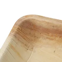 Assiettes rectangulaires profondes en feuilles de palmier 16x13 cm, naturelles, compostables, pour servir des plats indiens - 200 pièces/carton