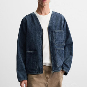 Chaqueta de mezclilla personalizada para hombre con estilo minimalista adecuada para looks casuales e inteligentes diarios - Product Image 3