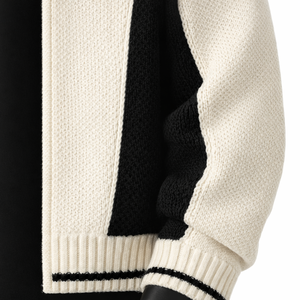 Chaqueta Bomber Económica, Chaquetas Bomber de Último Estilo, Chaqueta Cardigan Bomber de Punto Personalizada con Cierre, Diseño de Dos Tonos - Product Image 5