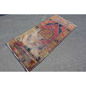 พรมตุรกีโบราณสีแดงสีเหลืองคลาสสิก3.1 x 6.6ft การออกแบบพื้นที่ขนาดใหญ่สำหรับห้องโถงห้องนอนยางขนสัตว์สำหรับห้องข้างเตียง - Product Image 3