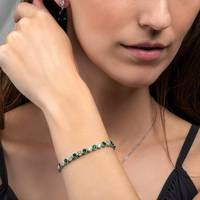 Bracelet tennis en argent sterling 925 avec breloque émeraude, serti de pierres vertes et blanches, plaqué or 18 carats, certifié GIA, de luxe, pour femme