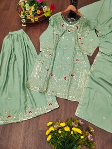 ชุดเดรสปักลายแบบทึบงานปักตามลำดับ (ผ่านการอนุมัติจาก liva) kurti kneelength ส่งออกขายจำนวนมาก - Product Image 3