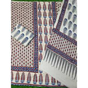 Tissu de robe pour femmes en soie modal imprimé à la main Ajrakh, formel, naturel, printemps, coupe A, anti-rides, nouveau design - Product Image 1