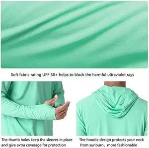 Tamaño de EE. UU. personalizado hombre impreso poliéster Spandex pesca camisa de manga larga Upf50 rendimiento camisa al aire libre trabajo con capucha - Product Image 3