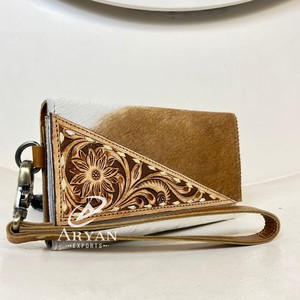 กระเป๋าใส่บัตรหนังวัวขนสัตว์อเนกประสงค์พร้อมกระเป๋าใส่บัตรแบบพับสามทบมีสายคล้องข้อมือสำหรับผู้หญิง - Product Image 1