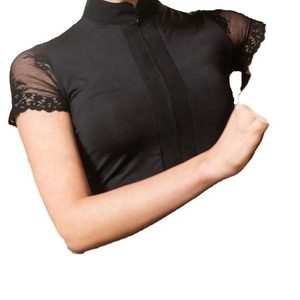 Camisa Ecuestre de Mujer para Montar a Caballo, Calidad Premium, Tejido de Punto con Patrón Sólido, Estilo Vintage, Transpirable, Manga Corta - Product Image 3