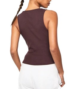 Camiseta sin mangas cómoda con cuello redondo para mujer, estilo largo Sexy versátil para entrenamiento y uso diario, hecha de tela de algodón suave - Product Image 6
