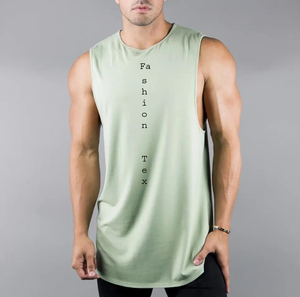 Camiseta sin mangas casual para hombre, 100% algodón, tejido de malla transpirable, ecológica, para gimnasio, entrenamiento, digital - Product Image 3