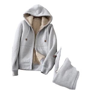 Ensemble deux pièces pour homme automne-hiver, 100% coton, polaire à carreaux, sweat-shirt épais, pantalon, sweat-shirt, pantalon de survêtement, décontracté, sport - Product Image 6