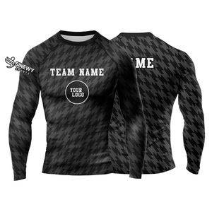 Chemises de compression UPF 50 + pour hommes, hauts athlétiques à manches longues à séchage rapide pour les entraînements sportifs Jiu Jitsu Kimono Rash Guard Stretch - Product Image 1