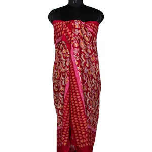 Woman Sarong Beautiful Cotton Handmade Scarf Indian Block Printed Beach Cover Ups Red Head Scarves Stole Pareo Wholesale