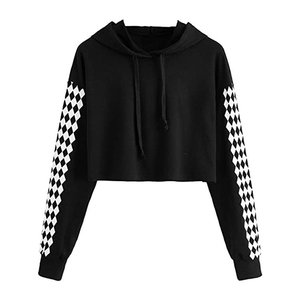New Style Womens Cotton Pullover Crop Top Custom Embroidery <b>Hoodie</b> with Front Logo <b>Ladies</b> Short <b>Knitted</b> Clothing - Product Image 4