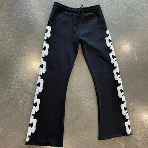 Pantalons de survêtement empilés Pantalons et pantalons pour hommes Slim Fit Distressed Embroidery Patch Flared Joggers Hommes - Product Image 3