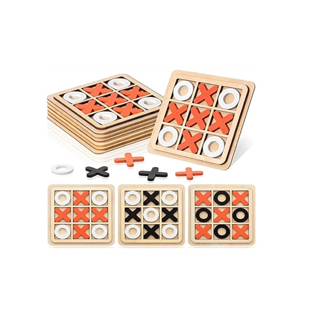Wooden Modern Polished Tic Tac Toe Game Multicolored Bulk Party Favors for Kids Fun Birthday Return Gifts