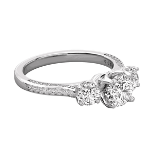 Bague de fiançailles à trois pierres en diamant taille ronde - Product Image 6