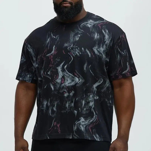 Camiseta de algodón negra de manga corta y corte holgado para hombre con estampado abstracto de mármol gris y morado, camiseta personalizada - Product Image 4