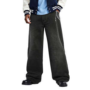 Jeans baggy en denim de haute qualité, streetwear décontracté, logo personnalisé, pour hommes - Product Image 4