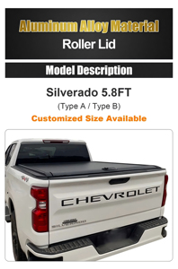 อุปกรณ์เสริมรถกระบะ ฝาปิดกระบะท้ายแบบม้วนเก็บได้ด้วยมือ สำหรับรถเชฟโรเลต จีเอ็มซี เชฟ ซิลเวอราโด ซีเออร์รา ฝาปิดกระบะท้าย - Product Image 2