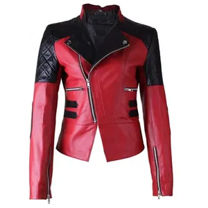 Chaqueta de cuero PU caqui de talla grande personalizada para mujer, ropa de calle transpirable, abrigo a prueba de viento con relleno de algodón, talla XL para otoño - Product Image 3