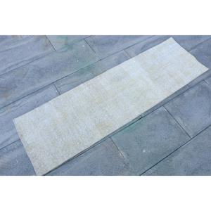Tapis turc, 1,5 x 4,9 pieds, tapis en laine blanc Ikat - Product Image 3