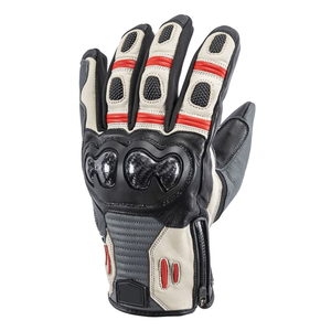 Custom Men's Full-Finger Touring Leather Gloves Sand Grey Motorcycle Racing Wear for Winter Auto Racing Sponsorship - Product Image 2