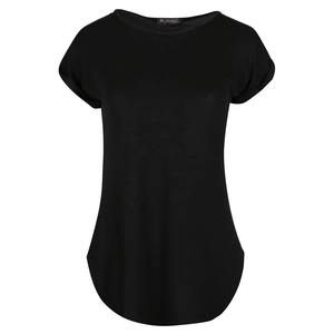 Camiseta de algodón 2025 comprimida ecológica para mujer 100% | Camiseta transpirable con dobladillo curvo y cuello redondo para impresión personalizada - Product Image 2