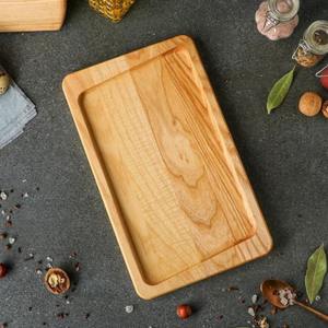 Plateau de service rectangulaire en bois naturel pour desserts - Product Image 2