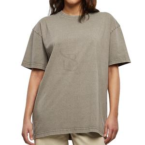 Camiseta de lavado ácido de alta calidad para mujer, diseño corto personalizable, algodón transpirable de talla grande, nuevo estilo, transpirable al por mayor - Product Image 1