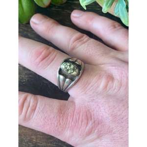 Navajo-<b>Crafted</b> Cultural Collectible Ring Turquoise & Sterling Silver Inlay Size 11.5 - Product Image 2