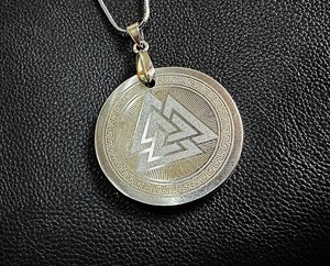 Custom Handmade Christian Viking Pendant Collectible Coin Shape Damascus Steel <b>Locket</b> Necklace - Product Image 2