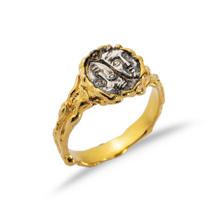 22K Gold Dual <b>Face</b> Vintage Design Ring Wholesale Made in Turkey Handmade 925 Silver Sterling Jewelry - Product Image 3