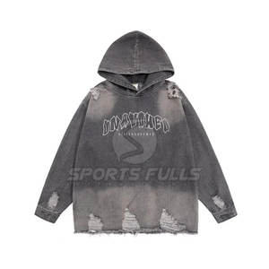 Sudadera con capucha con cremallera de lana desgastada bordada para hombre de invierno con diseño personalizable de tela pesada de estilo urbano - Product Image 1