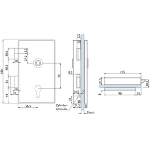 กุญแจล็อคประตูกระจก HERMAT รุ่น 6053 ยี่ห้อ Molina Stainless Steel Matt PZ DIN ซ้าย ประเภทสินค้า มู่ลี่ บานเกล็ด และม่าน - Product Image 4