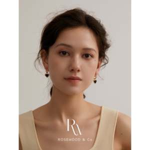 ต่างหูห้อยประดับเพชรทรงหยดน้ำหัวใจสีดำชุบทองทันสมัย ประดับด้วยพลอยหลักทรงลูกแพร์ เช่น เทอร์ควอยซ์ อเมทิสต์ ควอตซ์ เพชร และทับทิม - Product Image 6