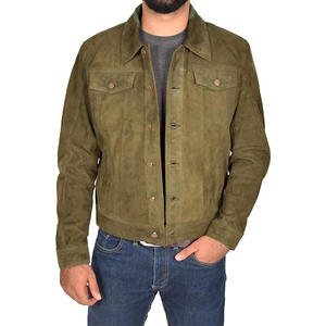 แจ็กเก็ตหนังนิ่มสำหรับผู้ชาย, หนังนิ่มสีดำบุนุ่มระดับพรีเมียมแจ็คเก็ตสไตล์กางเกงยีนส์ - Product Image 1