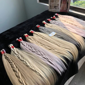 Extensiones de Cabello Remy Hechas en Vietnam, Cabello Humano Virgen Doblemente Tramado, Ondulado Liso Sedoso, Extensiones Rubias para Teñir - Product Image 1