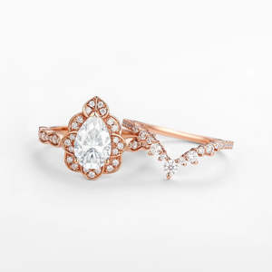 Ensemble de bagues de mariage en moissanite de style vintage en argent sterling 925 - Product Image 4